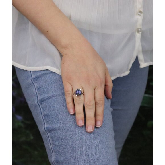 Sterling Silver Blue Foil Opal Ring Size 7 1/4 - Picture 2 of 7